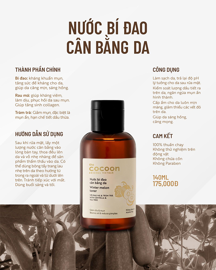 nước bí đao cân bằng da cocoon